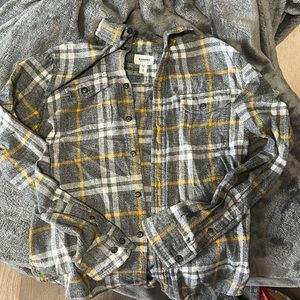 Woman’s Gray and Gold Button Up Flannel